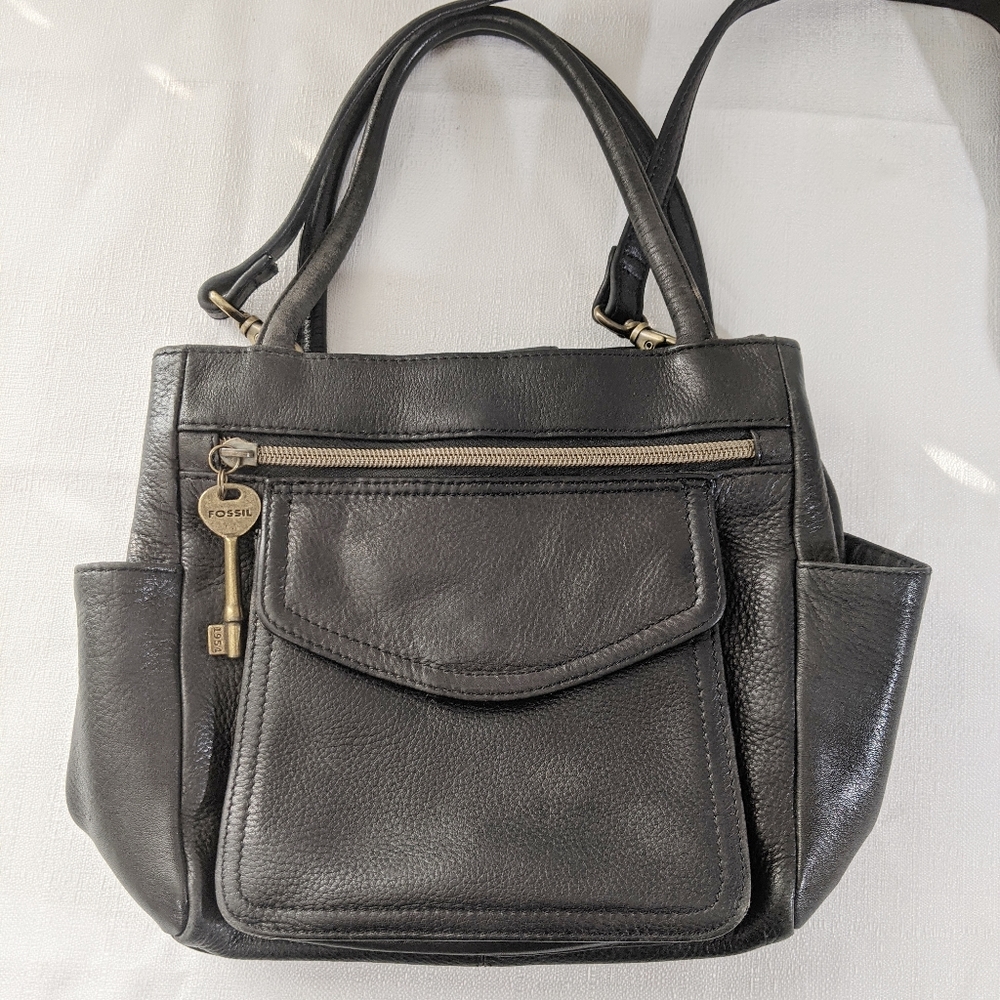 Fossil Black Leather Crossbody Bag 75082